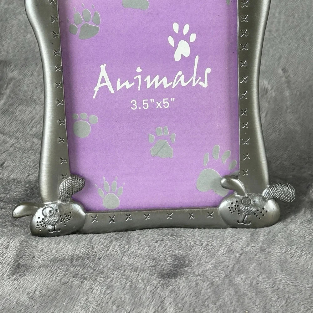 Pewter Dog Photo Picture Frame 3 Dimensional Puppy Gift For Dog Lovers Whimsical